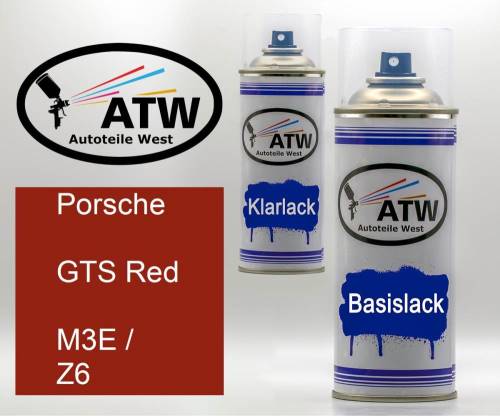Porsche, GTS Red, M3E / Z6: 400ml Sprühdose + 400ml Klarlack - Set, von ATW Autoteile West.